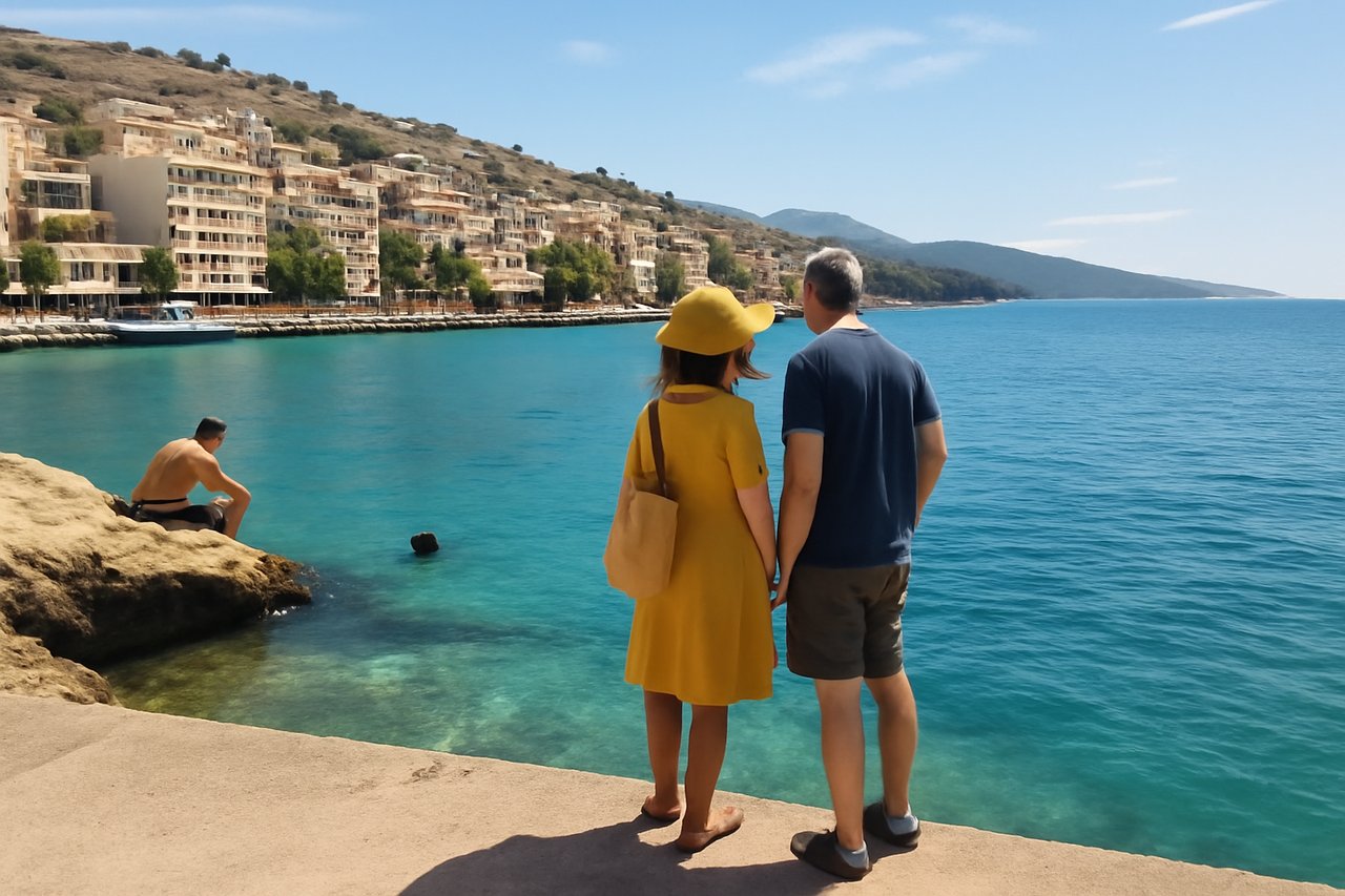 The strait between Sarandë, Albania and Corfu, Greece