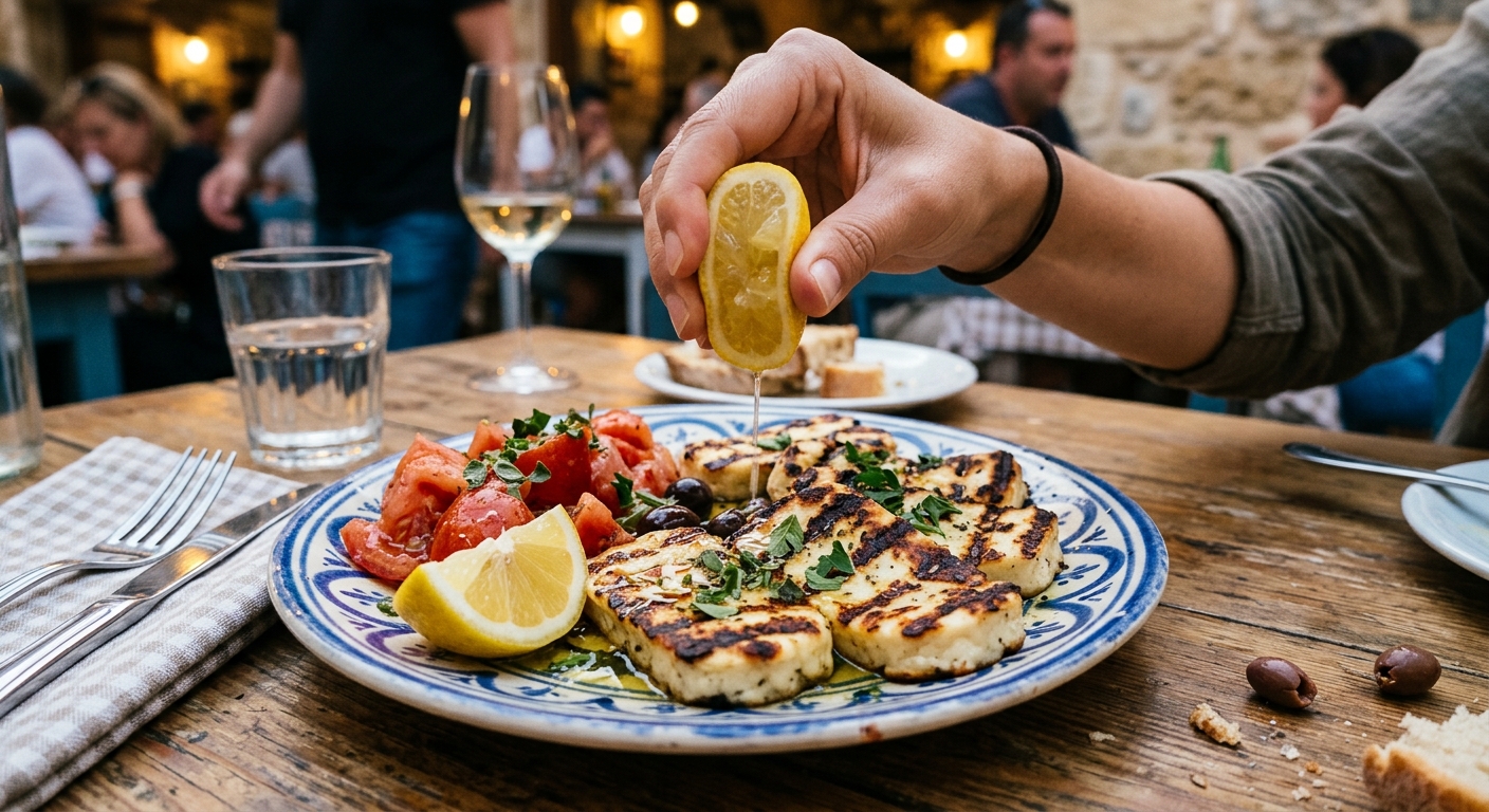 Grilled halloumi, Cyprus