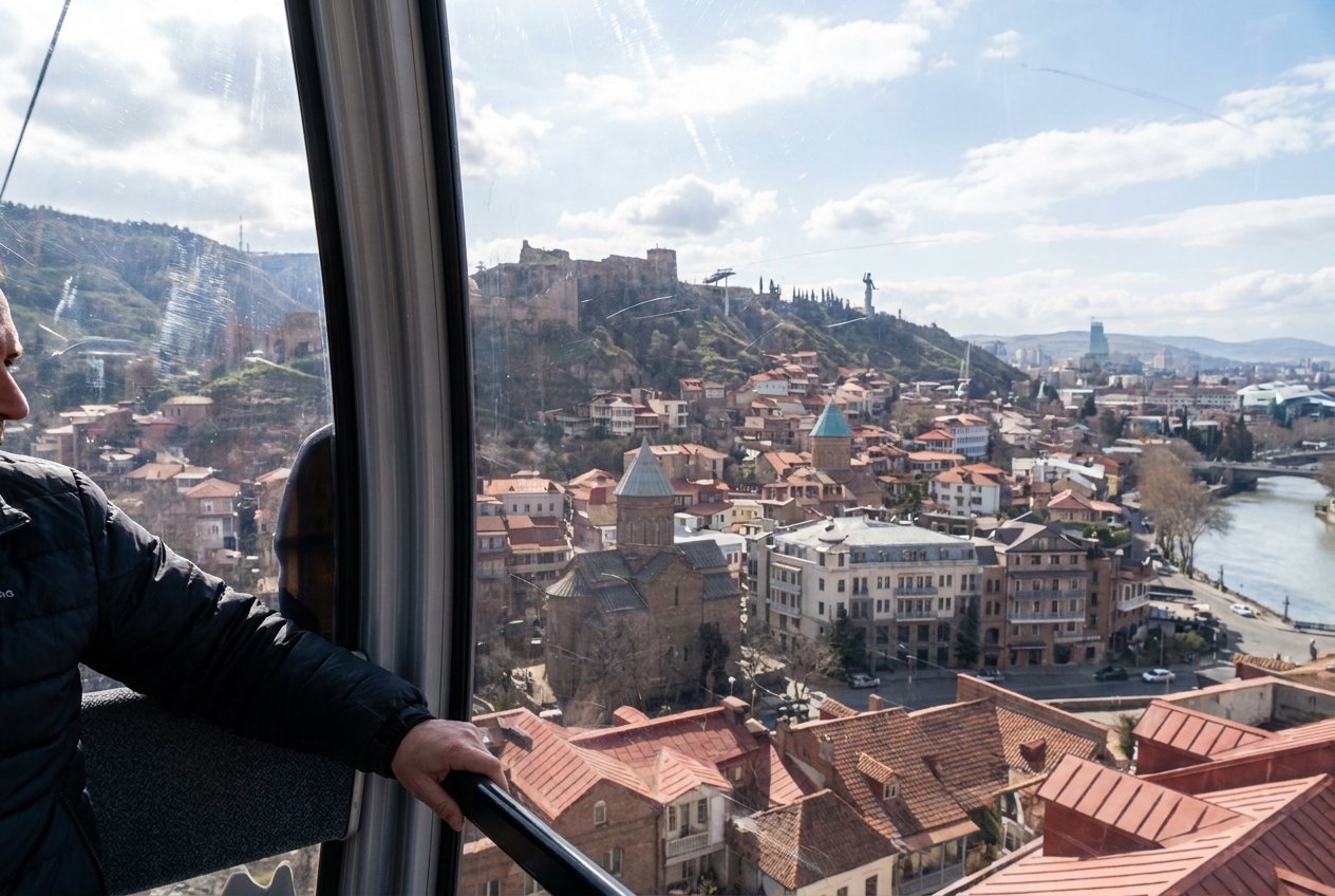 Cable car ride over Tbilisi, Georgia