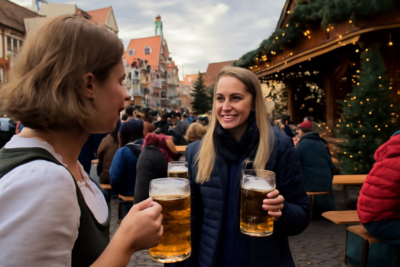 Oktoberfest and a Christmas market, side by side