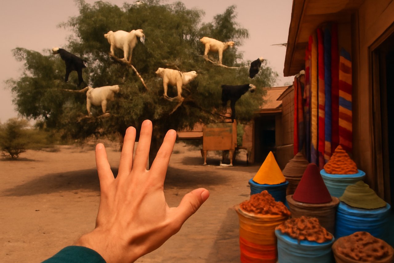 Goats in argan trees, Morocco