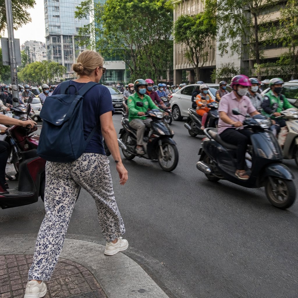 Crossing the street in Vietnam